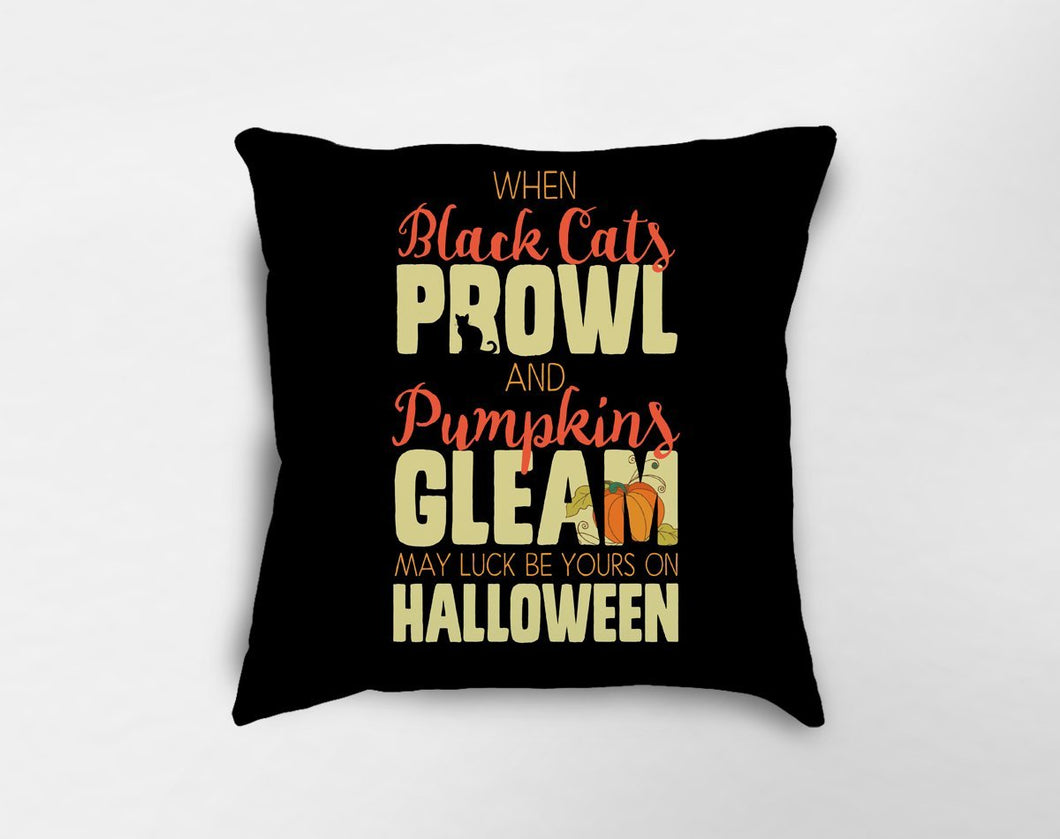 Black Cats Prowl Halloween Pillow