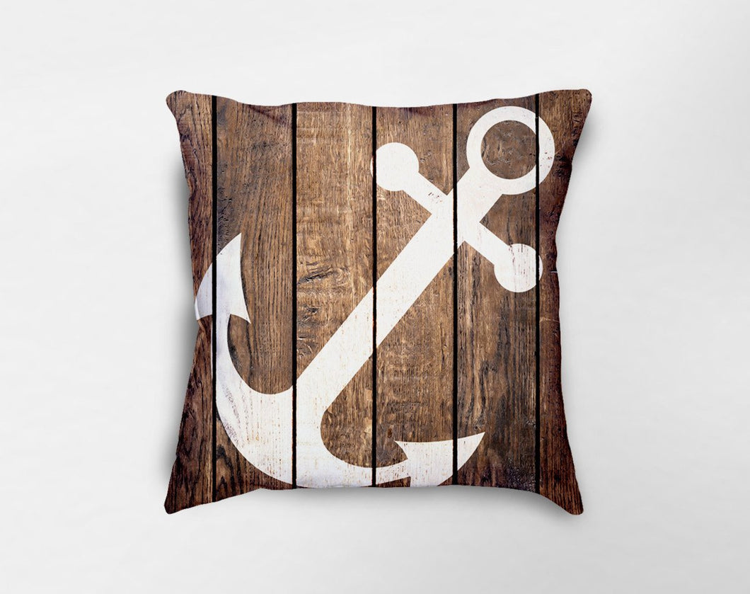 Faux Wood Anchor Pillow