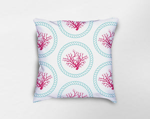 Nautical Rope and Coral Pillow