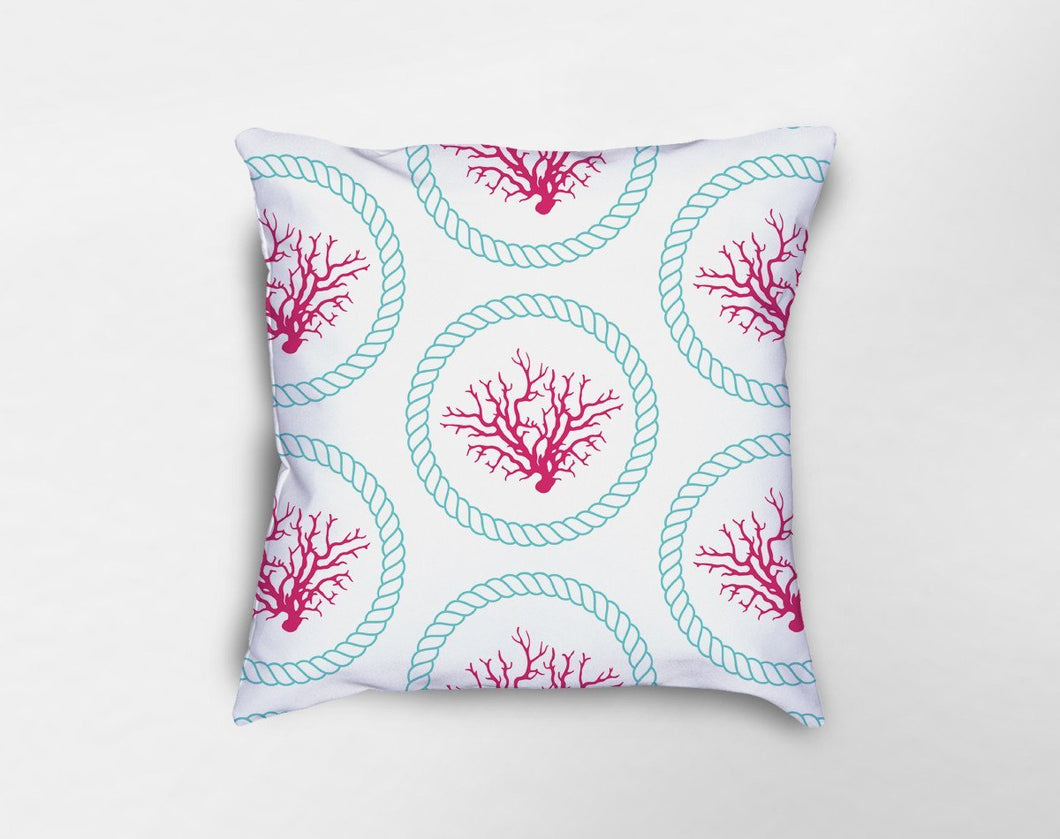 Nautical Rope and Coral Pillow