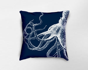 Navy Blue Nautical Octopus Pillow