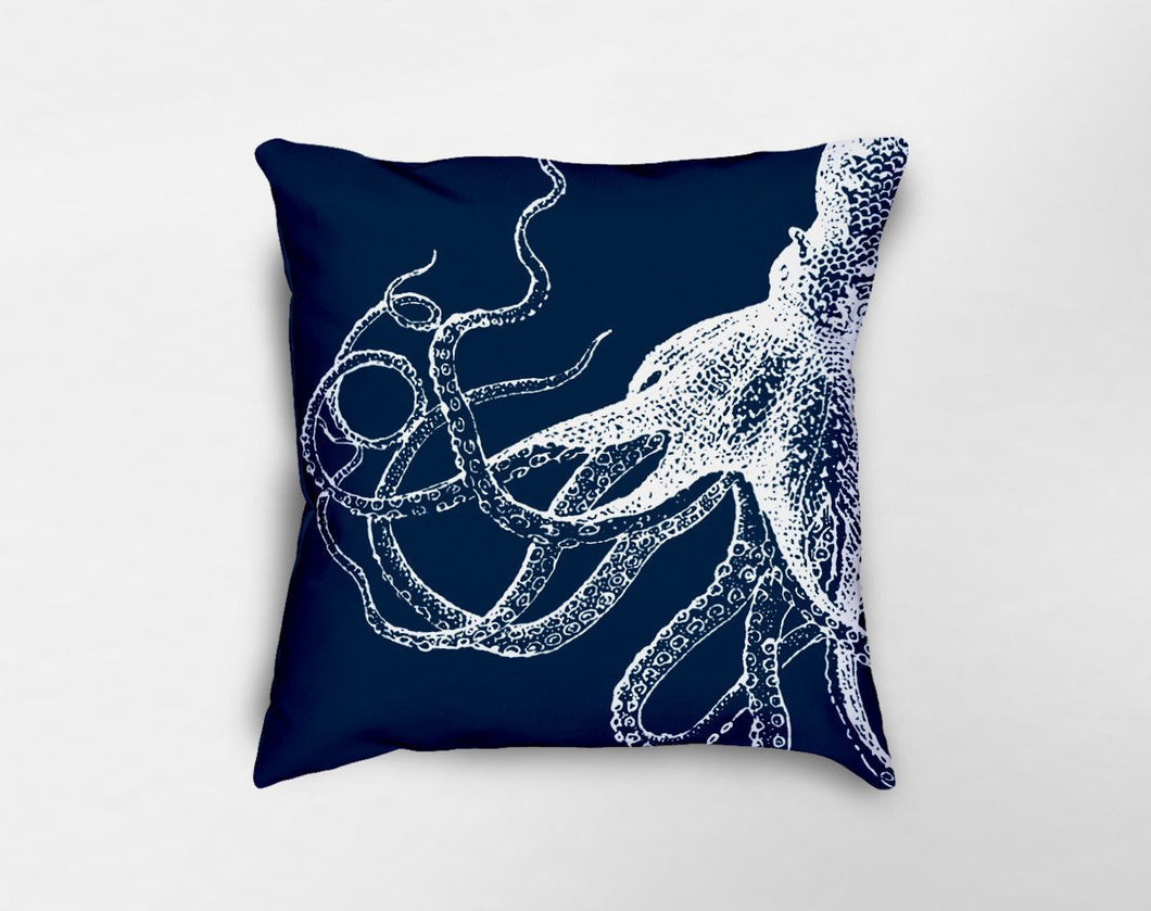 Navy Blue Nautical Octopus Pillow