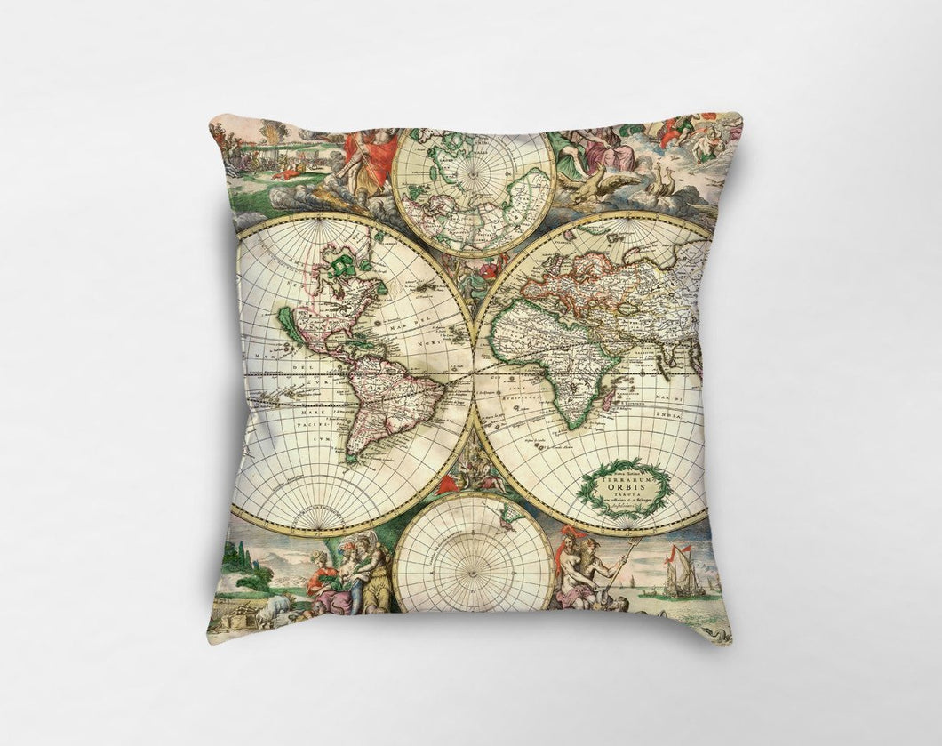 Old World Map Pillow
